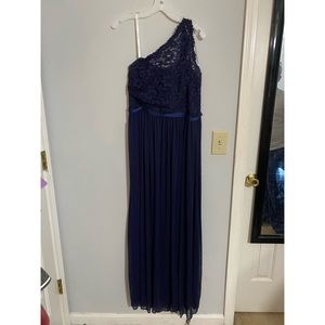 Marine Long One Shoulder Lace Bridesmaid Dress